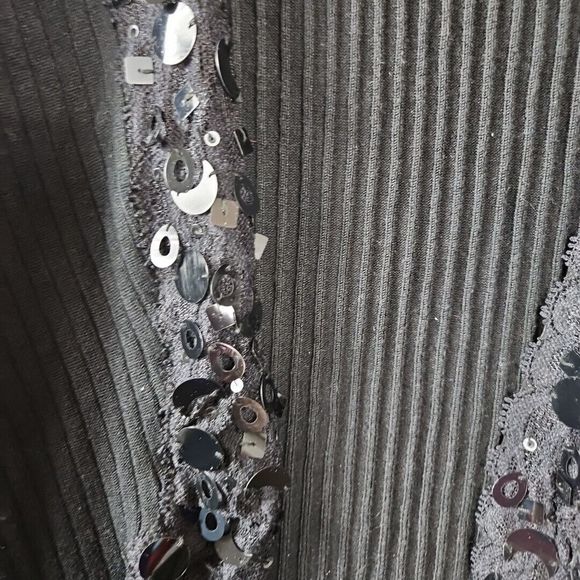 WR Women's Silk Blend Rib Black Cardigan Embellished Sz Lg NWOT - Picture 2 of 11